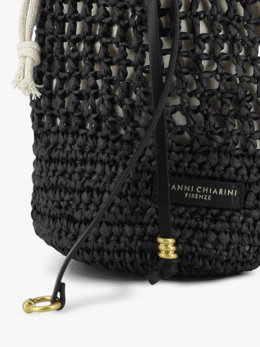 Nefeli black straw bucket bag