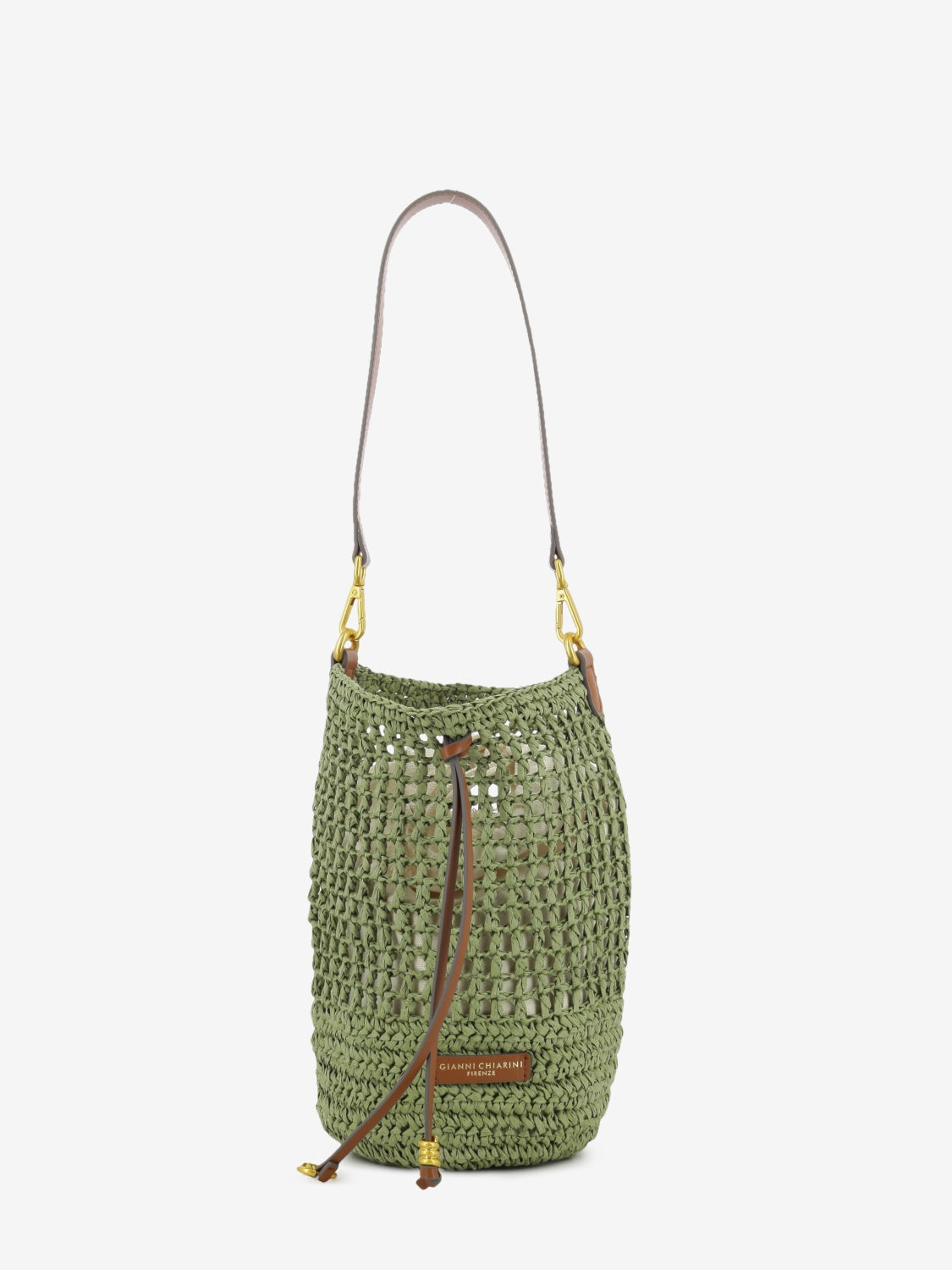 Borsa secchiello Nefeli in paglia verde