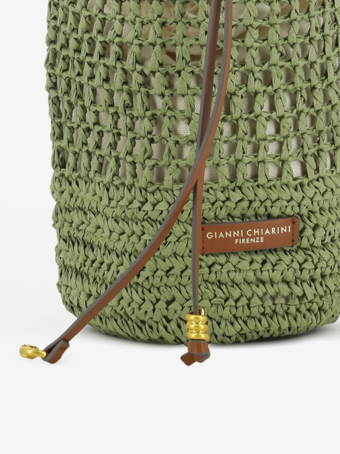 Borsa secchiello Nefeli in paglia verde