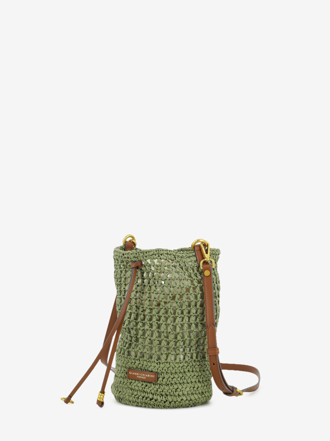 Borsa secchiello Nefeli in paglia verde