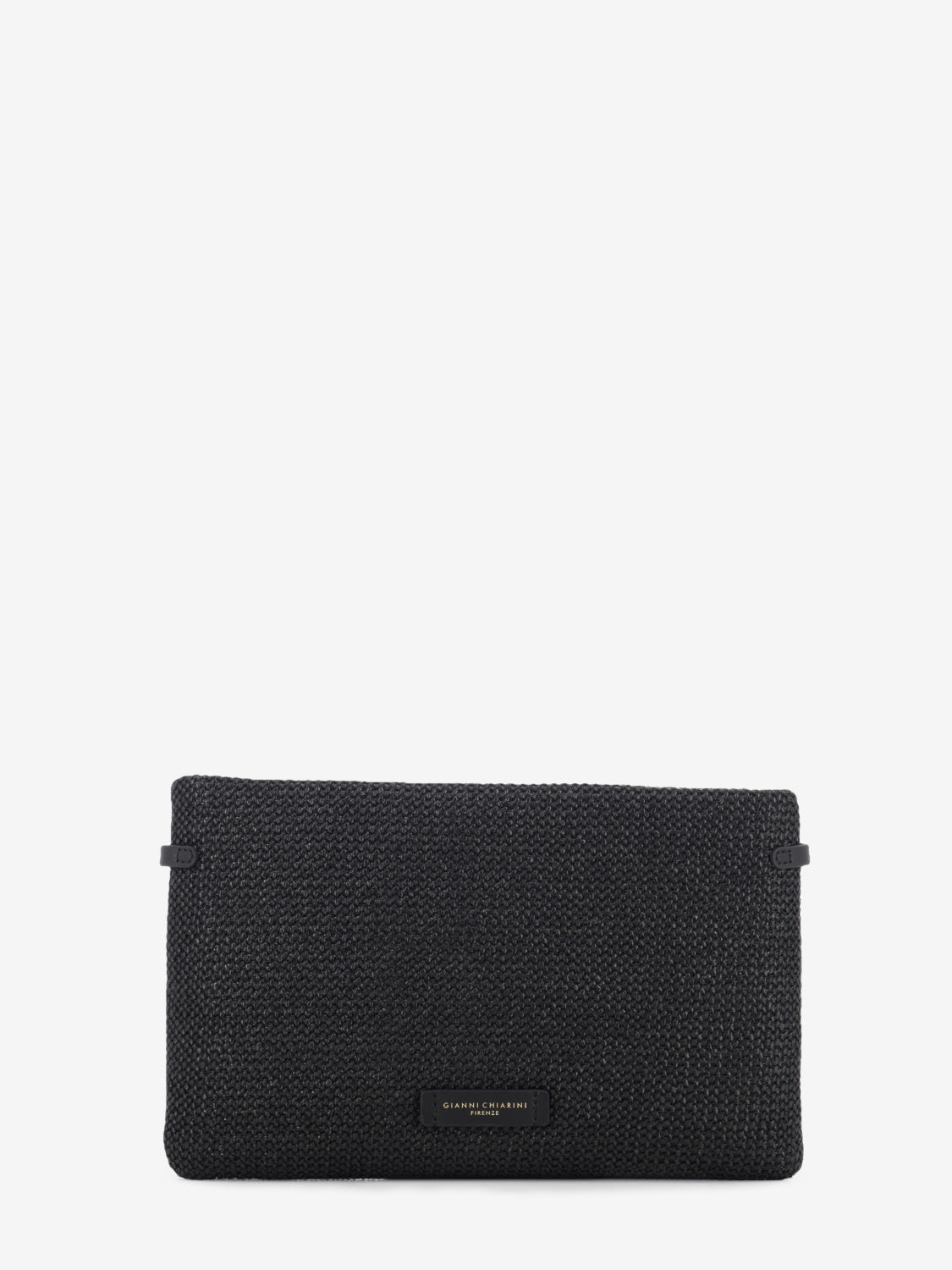 Hermy black straw clutch