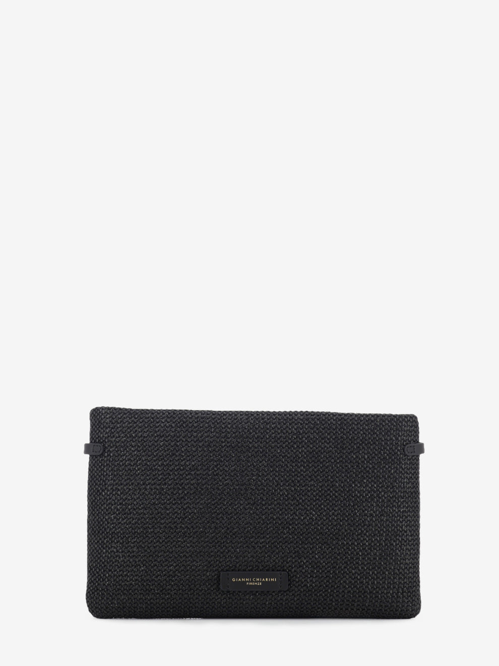 Hermy black straw clutch