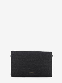 Hermy black straw clutch