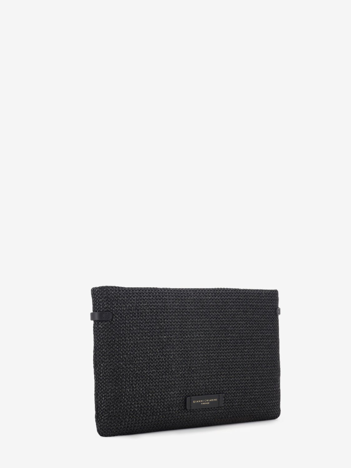 Hermy black straw clutch