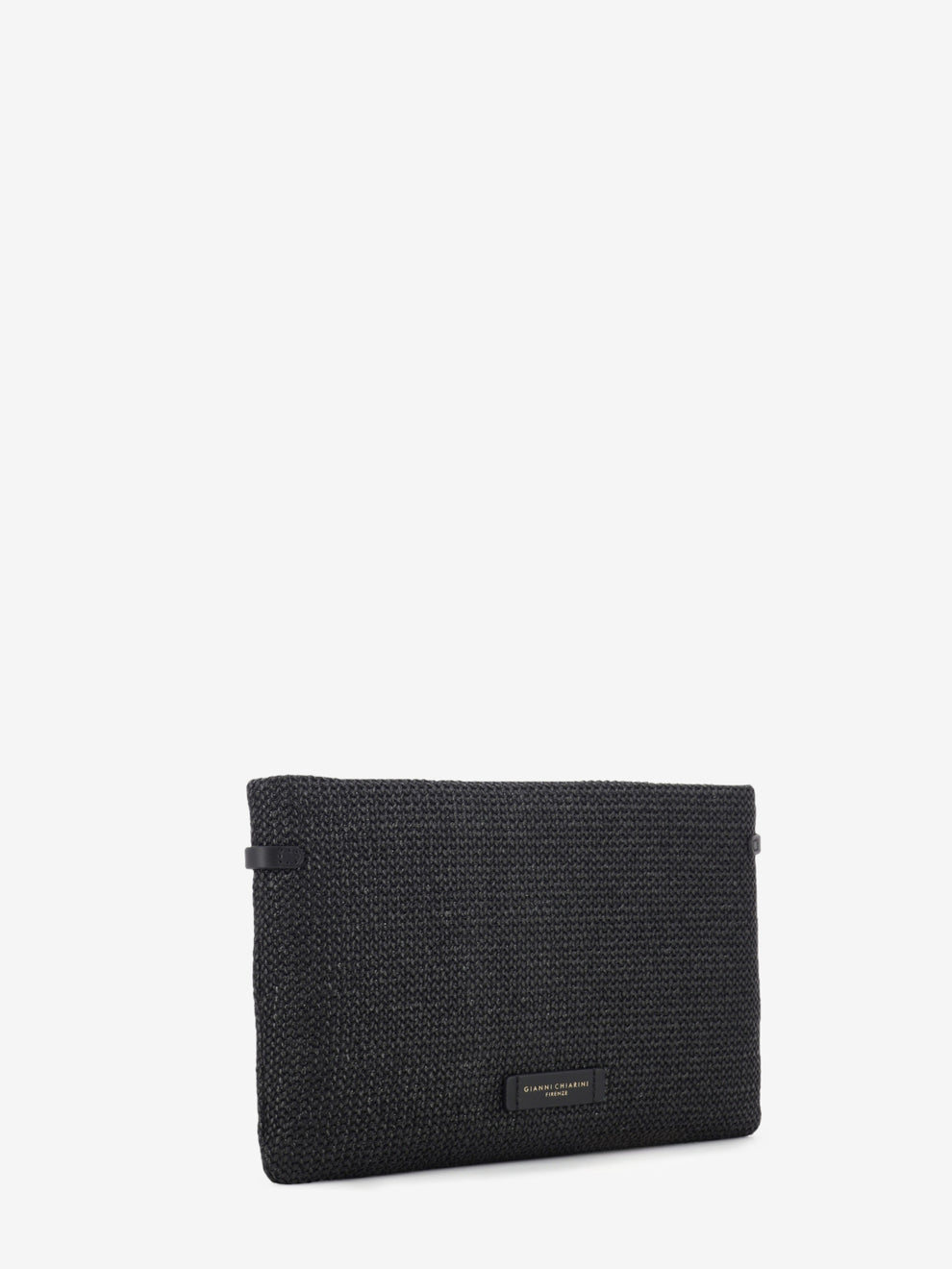 Hermy black straw clutch