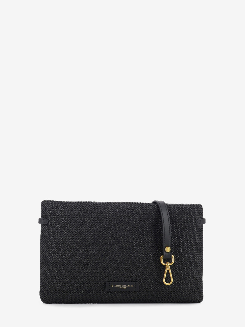 Hermy black straw clutch