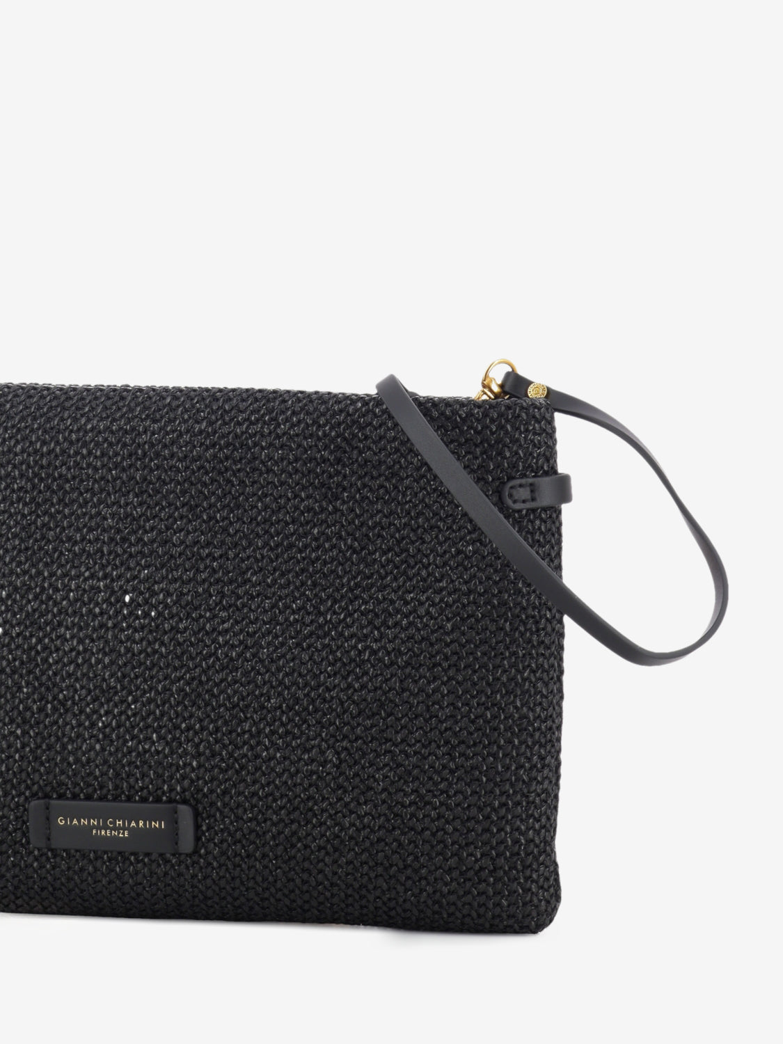 Hermy black straw clutch