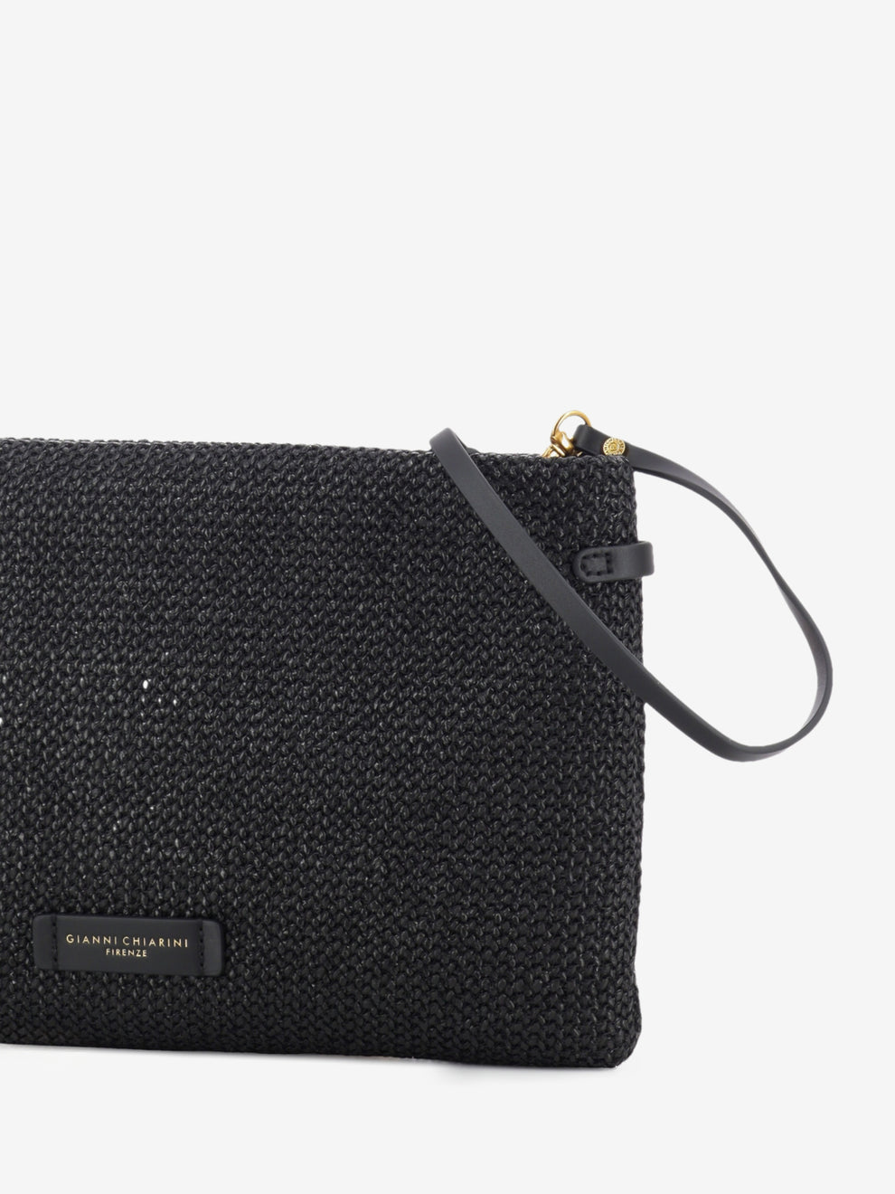Hermy black straw clutch