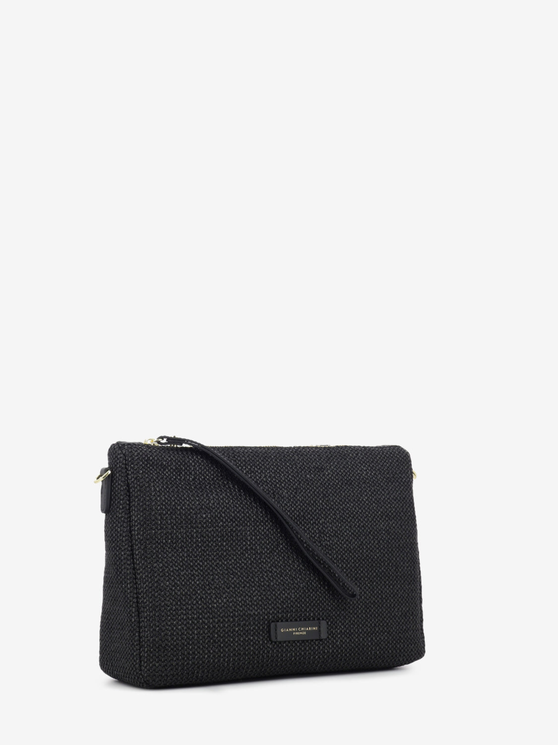 Nora Pouch in black fabric and leather