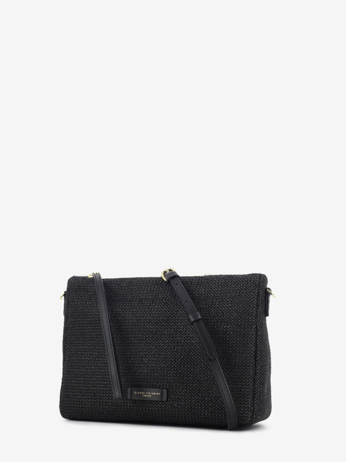 Nora Pouch in black fabric and leather