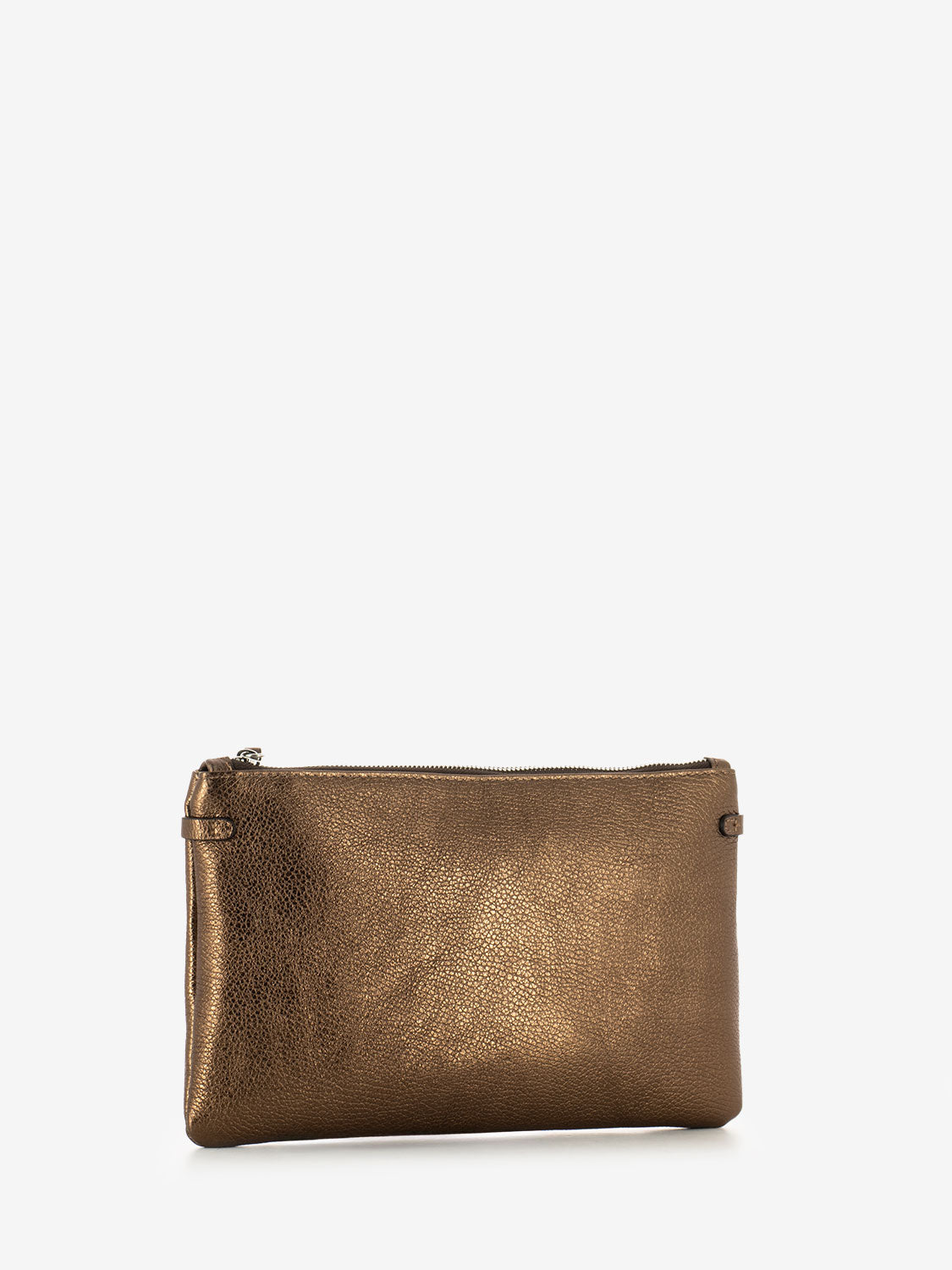 Pochette Hermy in pelle laminata toasted