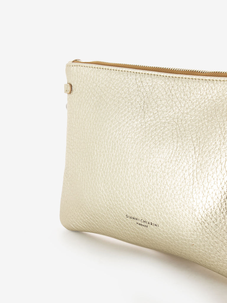 GIANNI CHIARINI - Pochette Hermy in pelle large gold / caramello