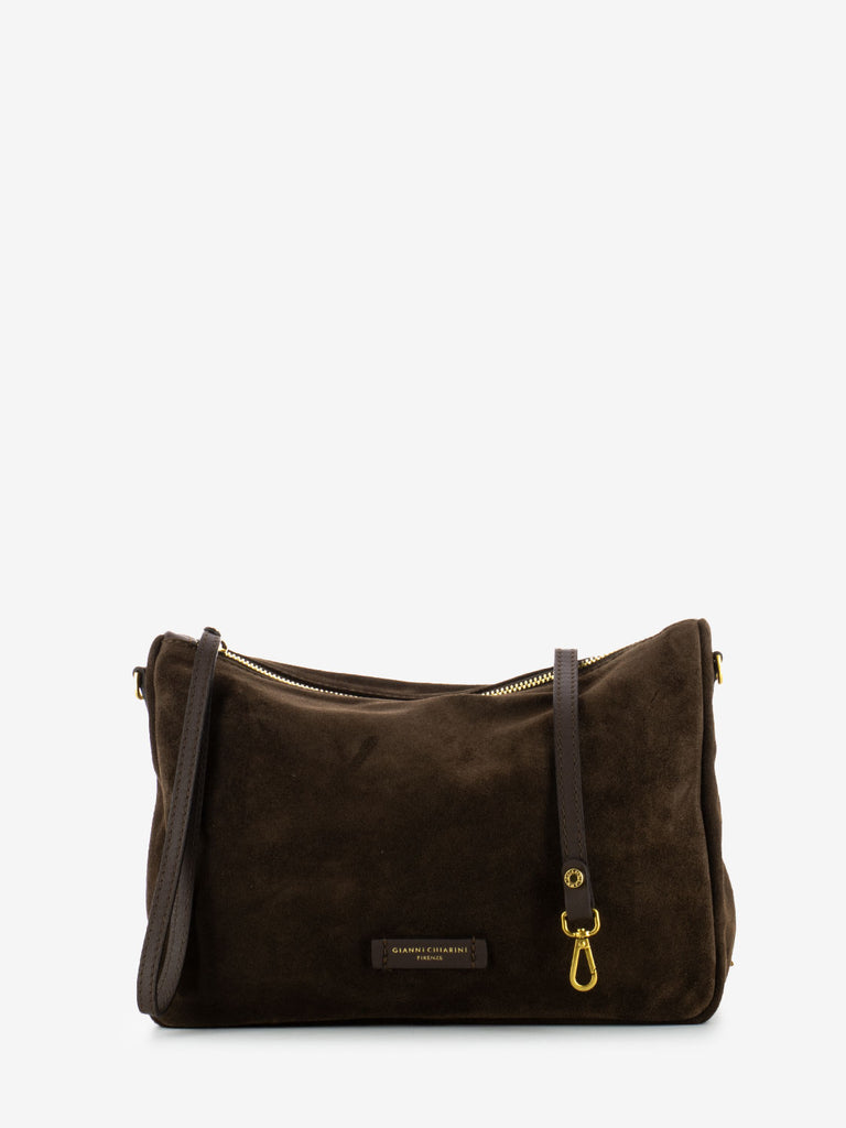 GIANNI CHIARINI - Pochette Nora in suede chocolate