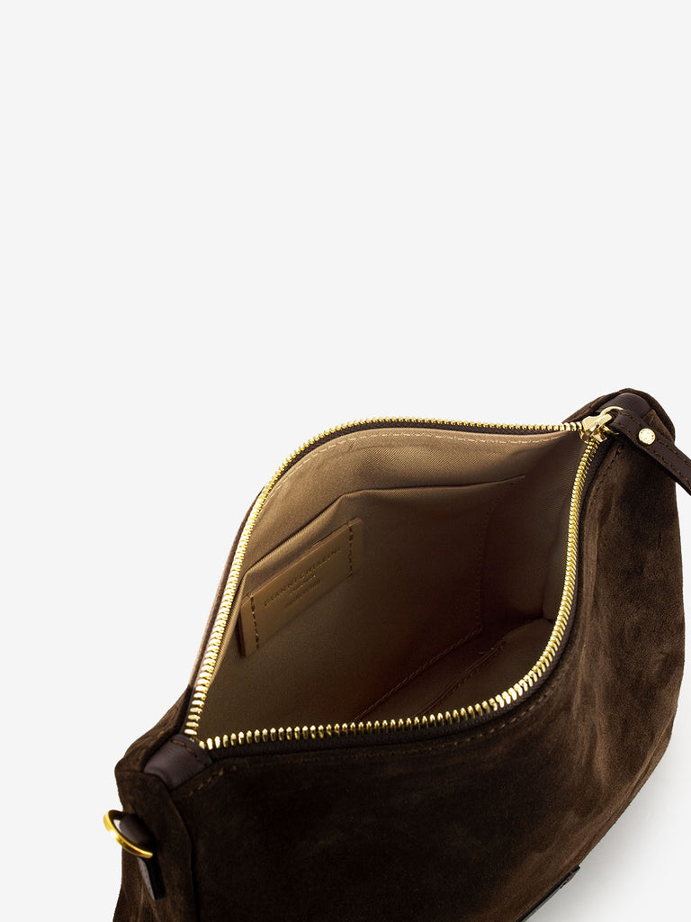 GIANNI CHIARINI - Pochette Nora in suede chocolate