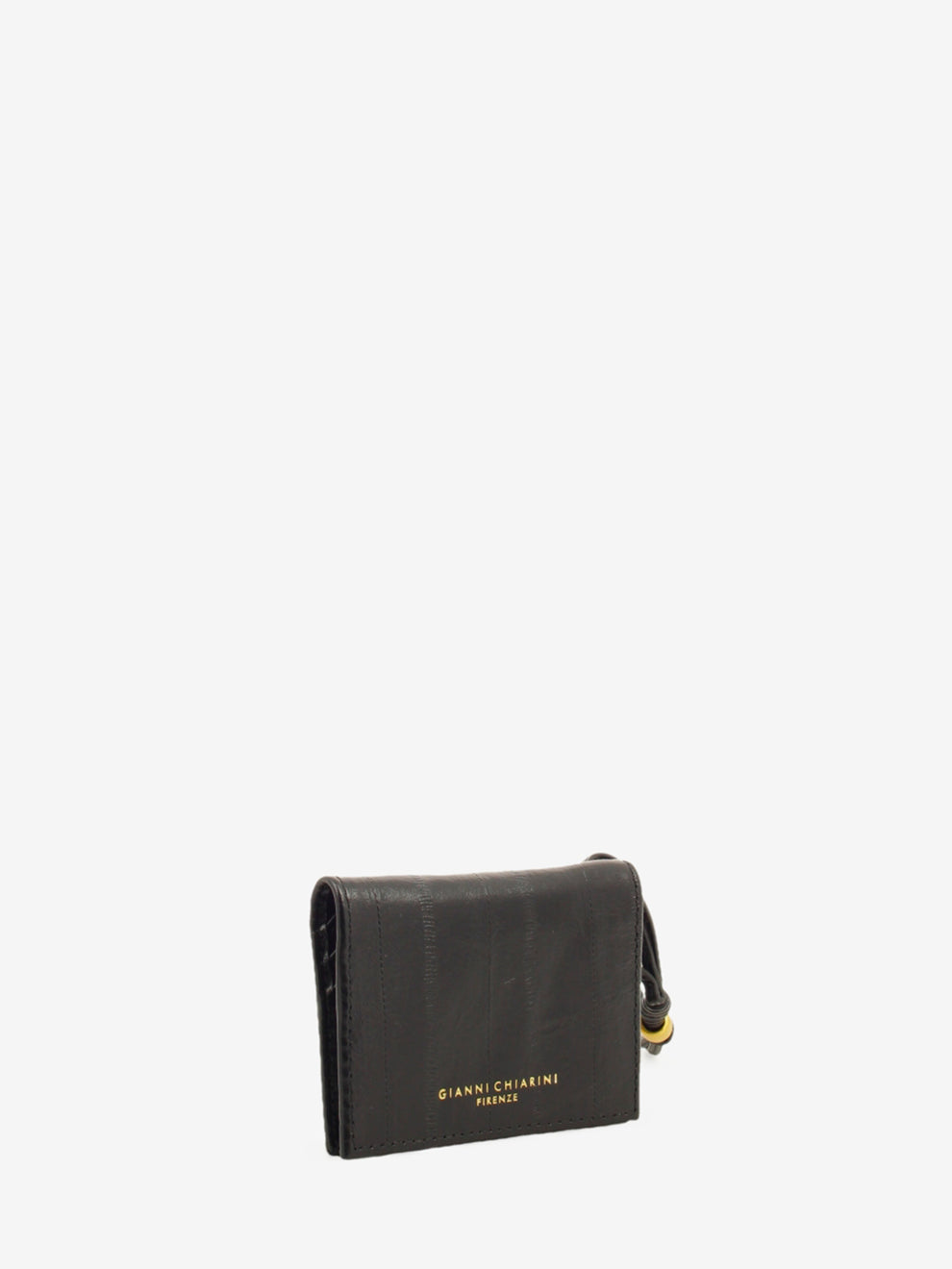 Leather card holder with black strap