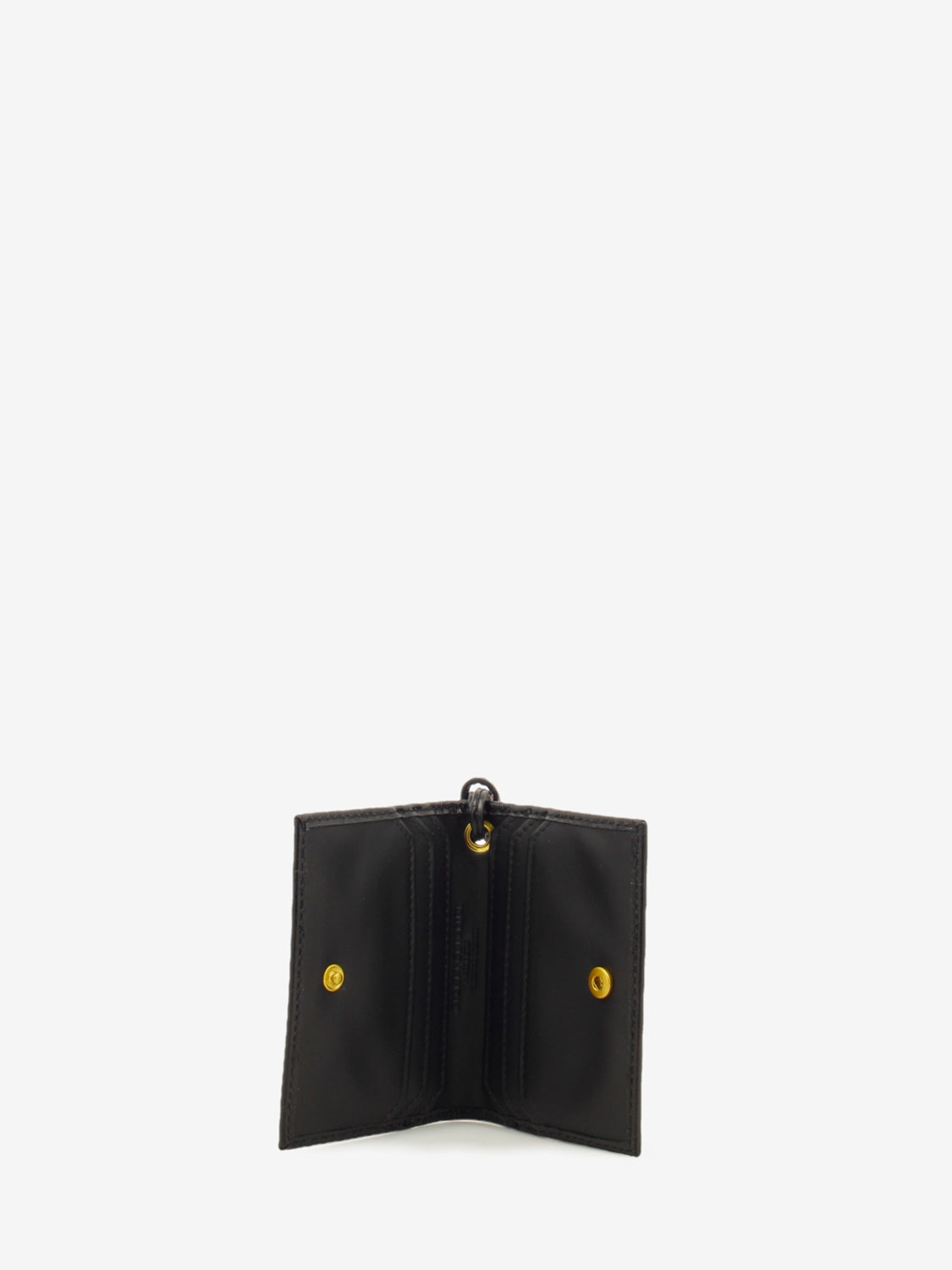 Leather card holder with black strap