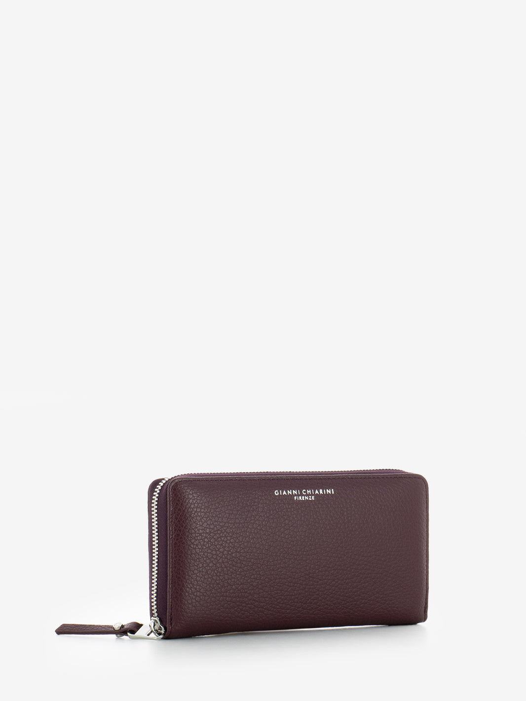 Grain leather wallet in wine berry