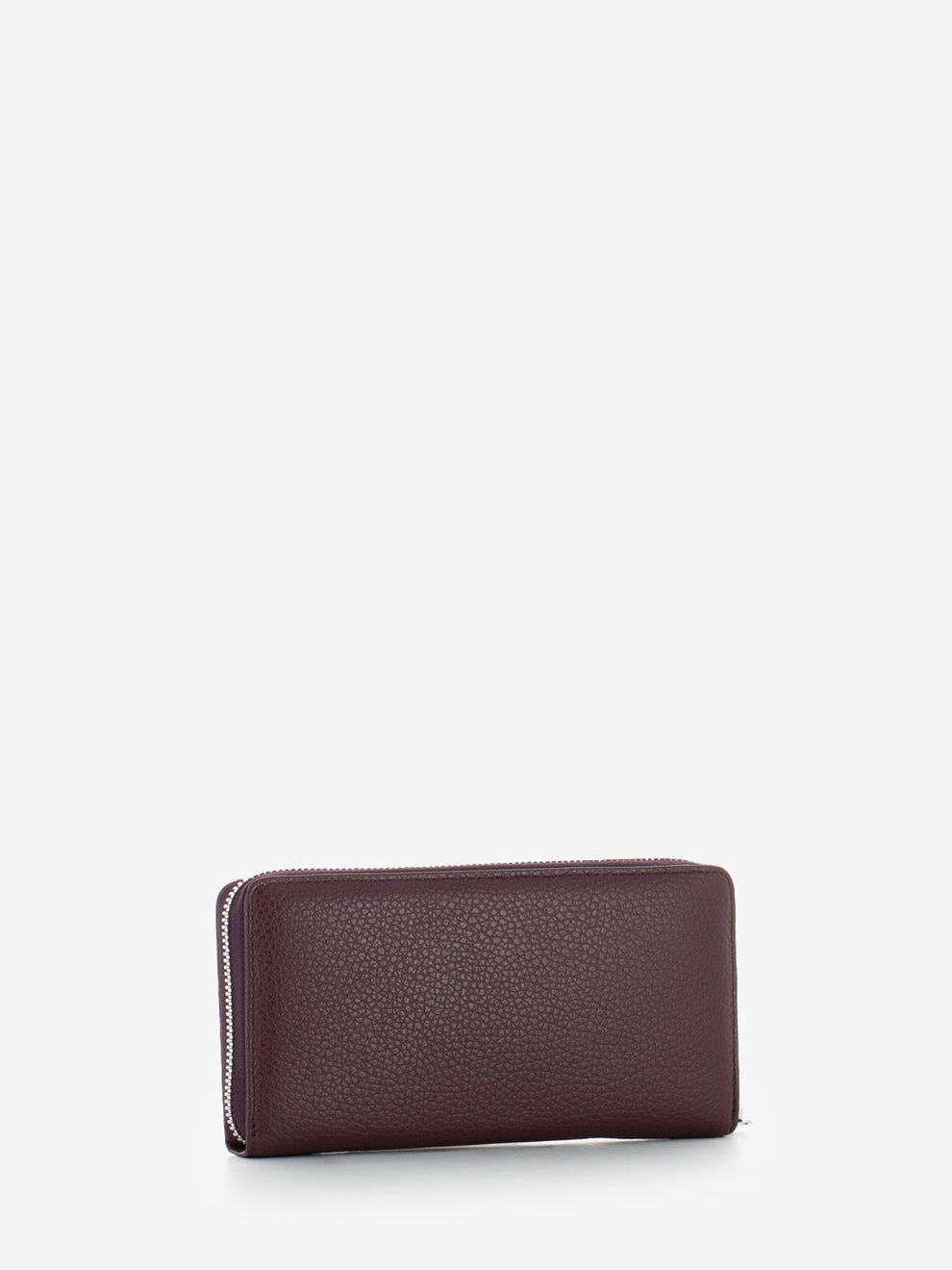 Grain leather wallet in wine berry