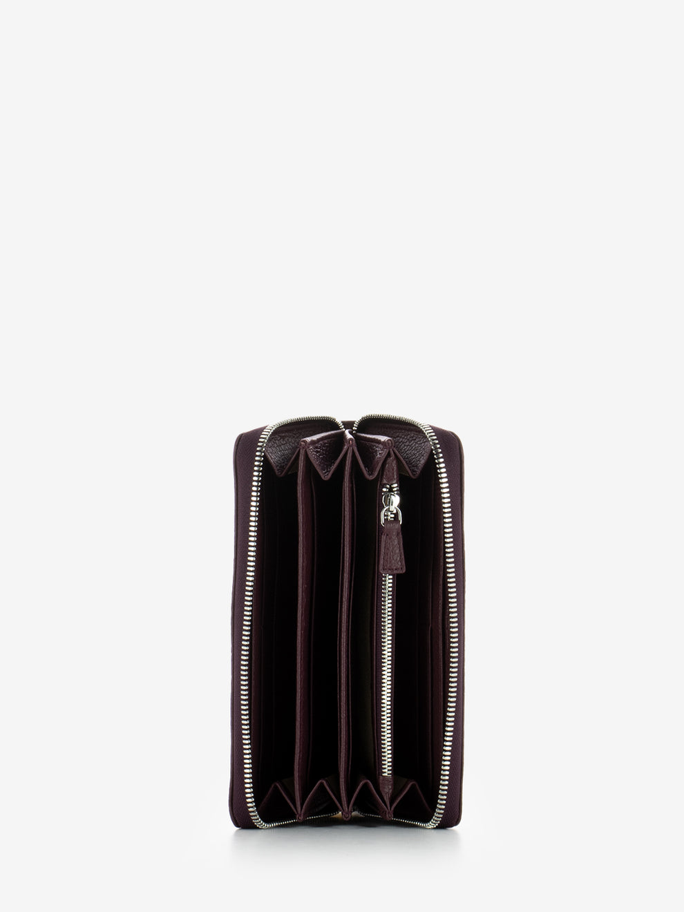 Grain leather wallet in wine berry