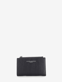 Black dollar grain leather wallet