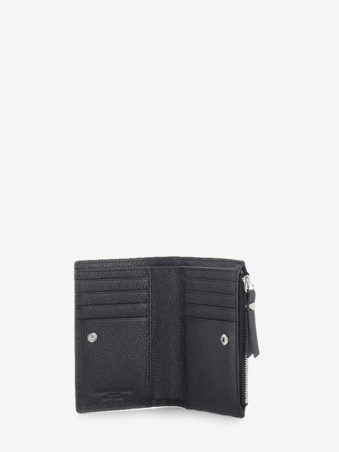 Black dollar grain leather wallet