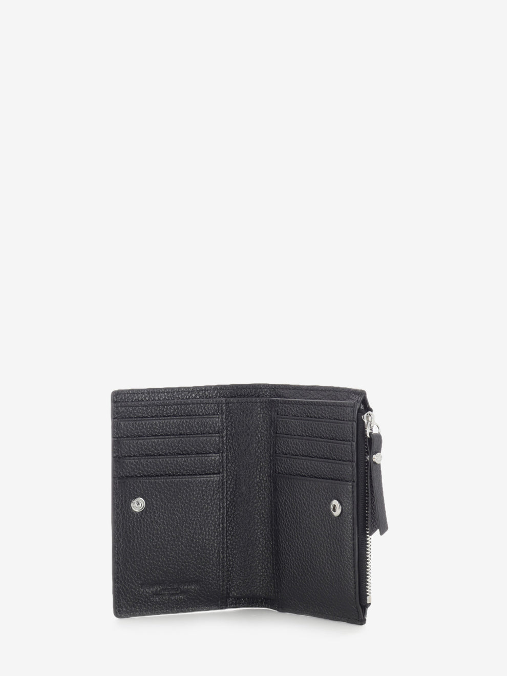 Black dollar grain leather wallet