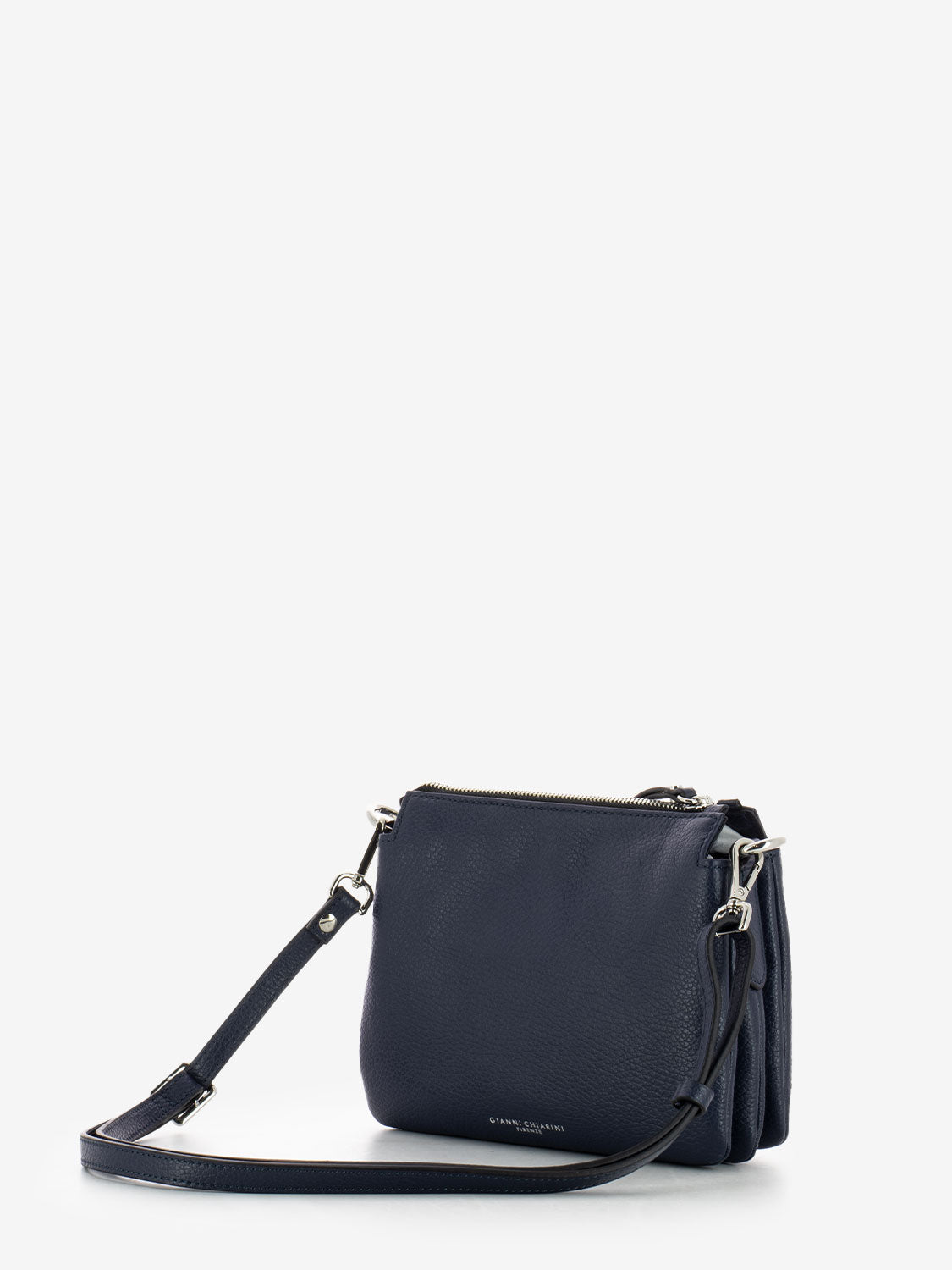 Three small navy leather shoulder bag
