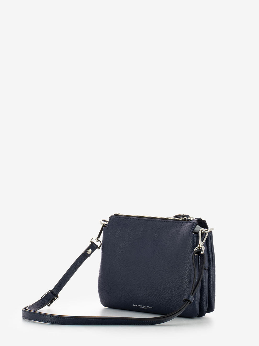 Three small navy leather shoulder bag