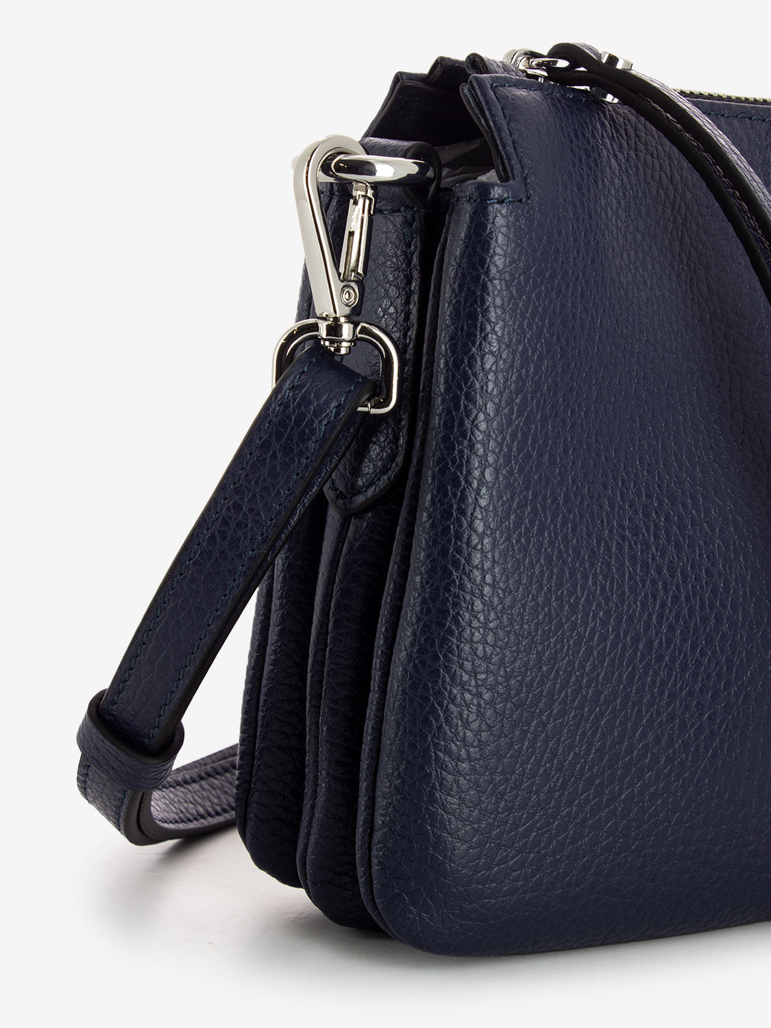 Three small navy leather shoulder bag