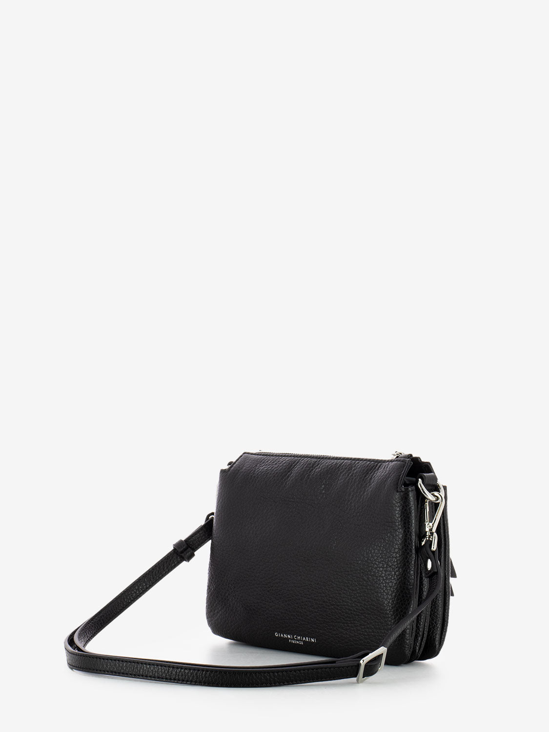 Three small shoulder bag in black leather