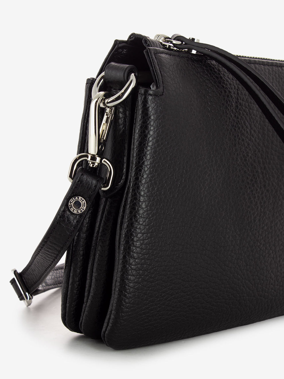 Three small shoulder bag in black leather