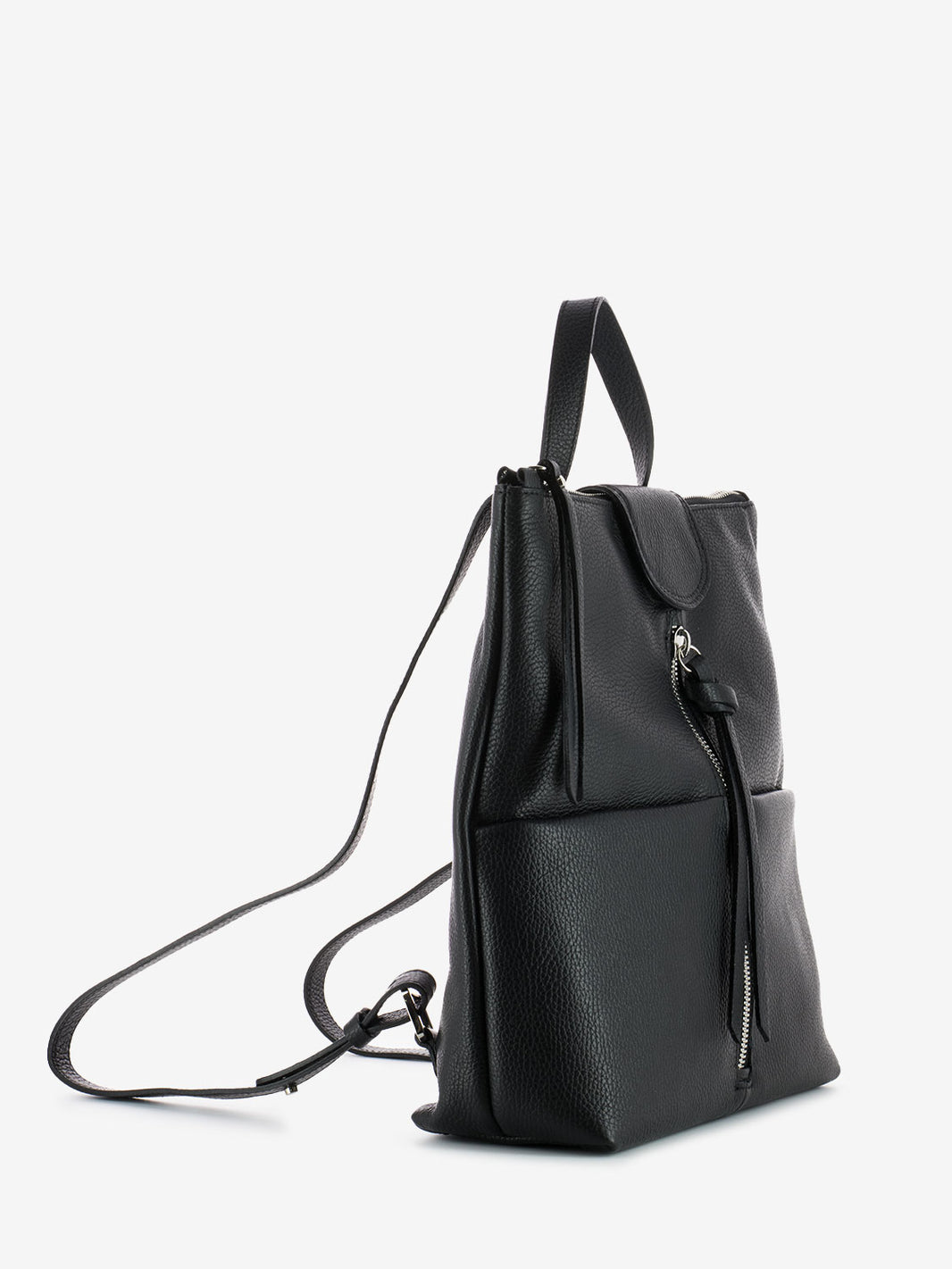 Zaino in pelle con zip nero