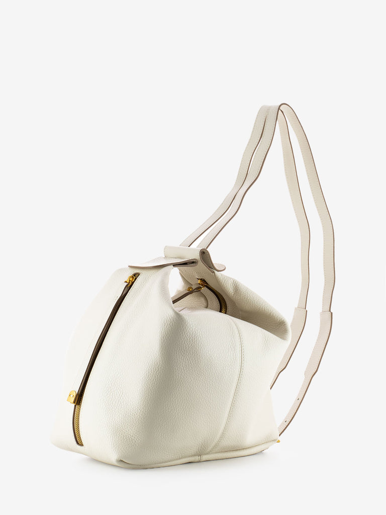 GIANNI CHIARINI - Zaino in pelle Guia convertibile marble bianco