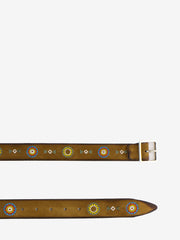 GIANNI FRANCO BELTS - Cintura in camoscio con ricami beige