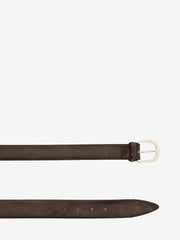 GIANNI FRANCO BELTS - Cintura in suede effetto used testa di moro