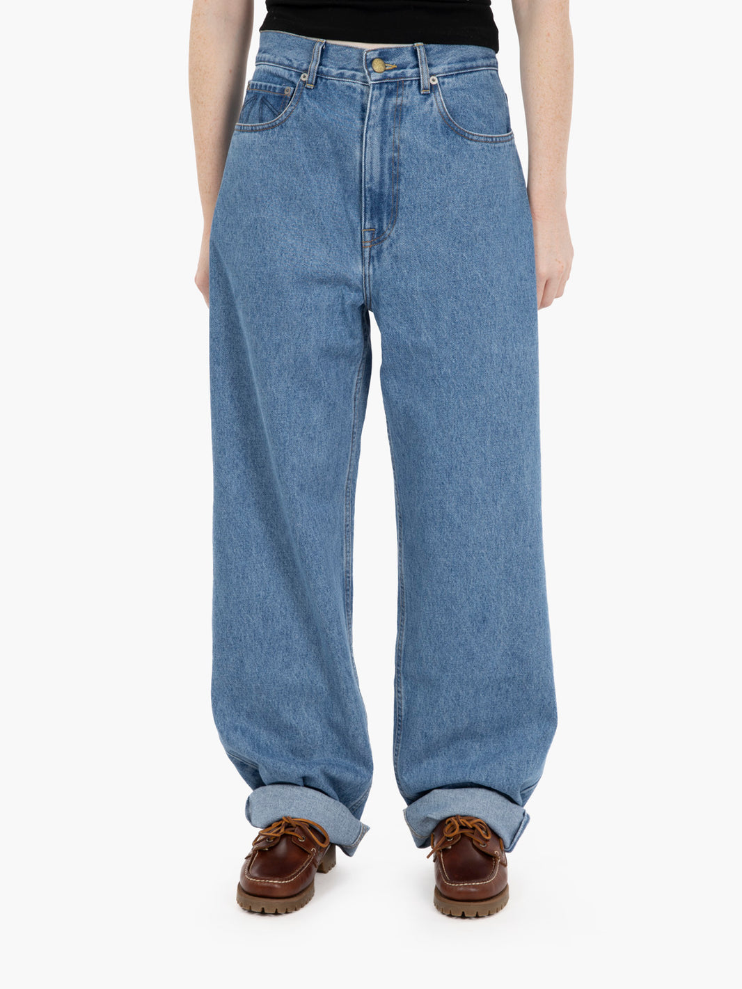 Baggy fit low crotch high waist bleach
