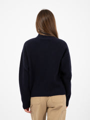 GIRLS OF DUST - Knitted high zipped collar sweater navy
