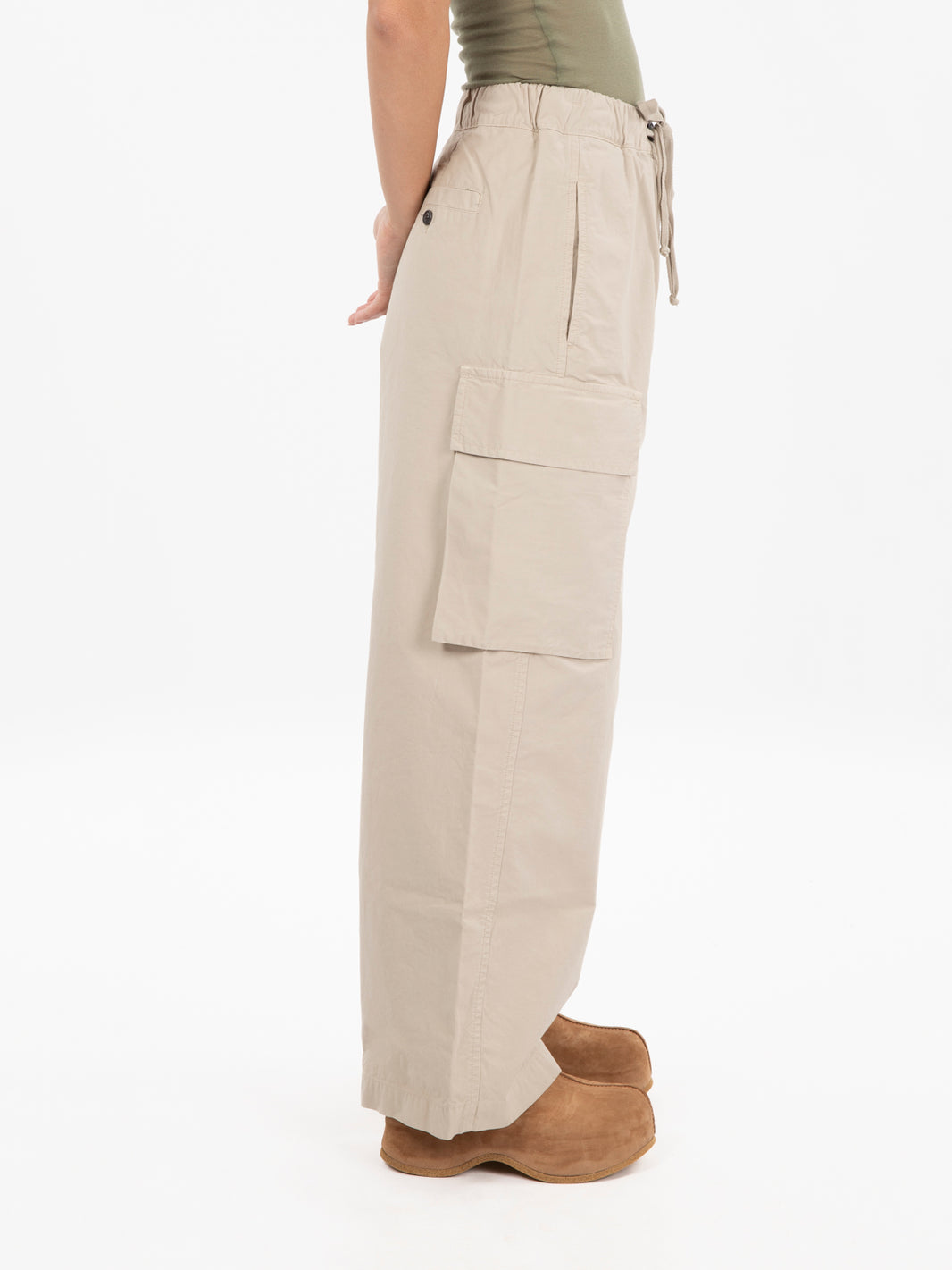 Pantaloni cargo con coulisse beige