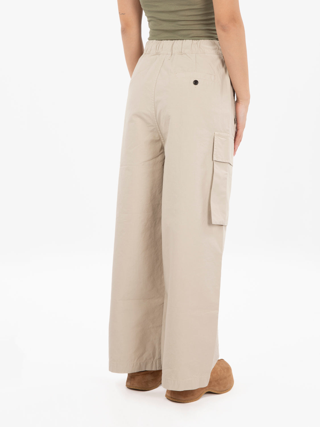 Pantaloni cargo con coulisse beige