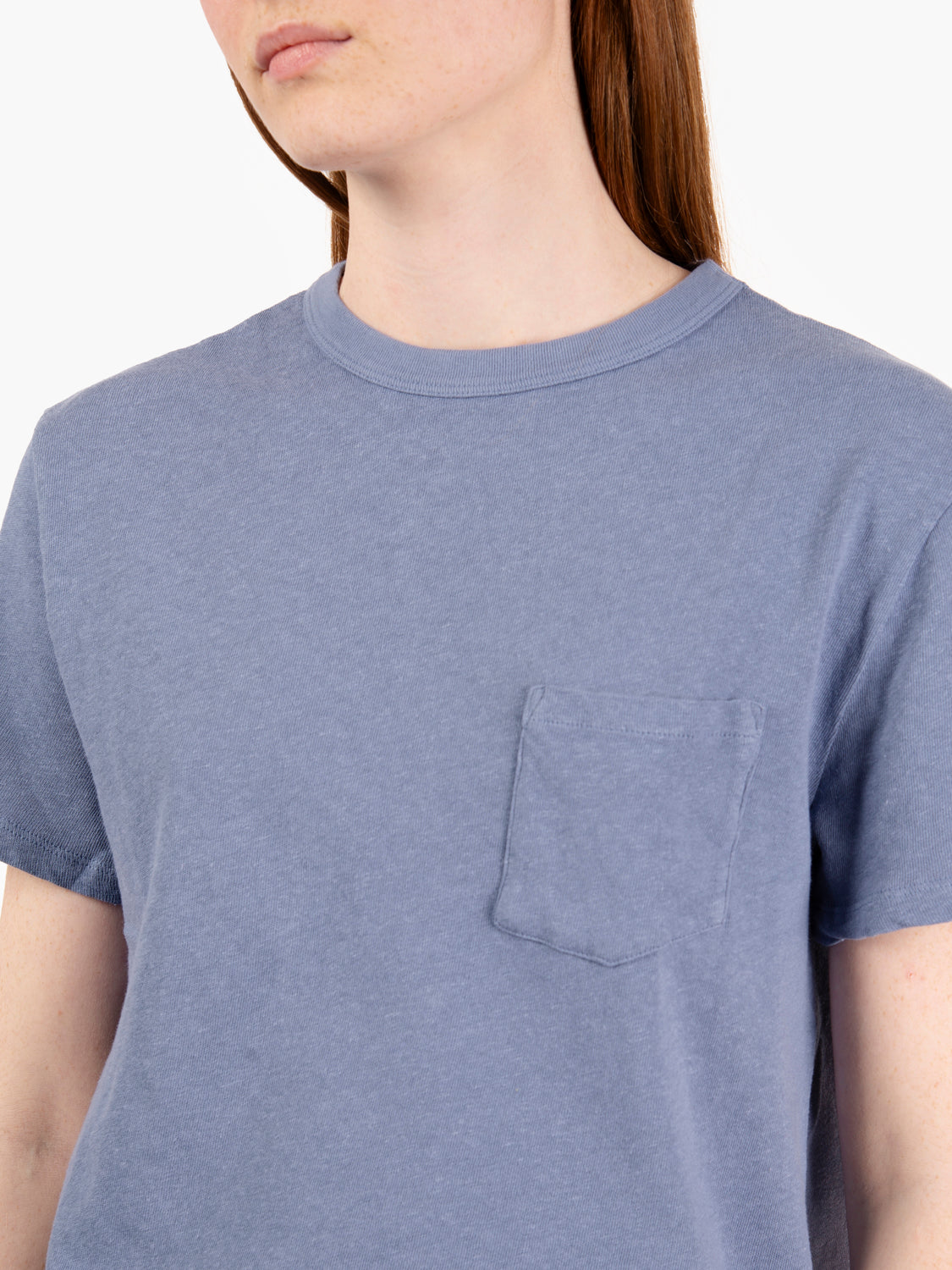 T-shirt pocket cotton hemp riviera blue