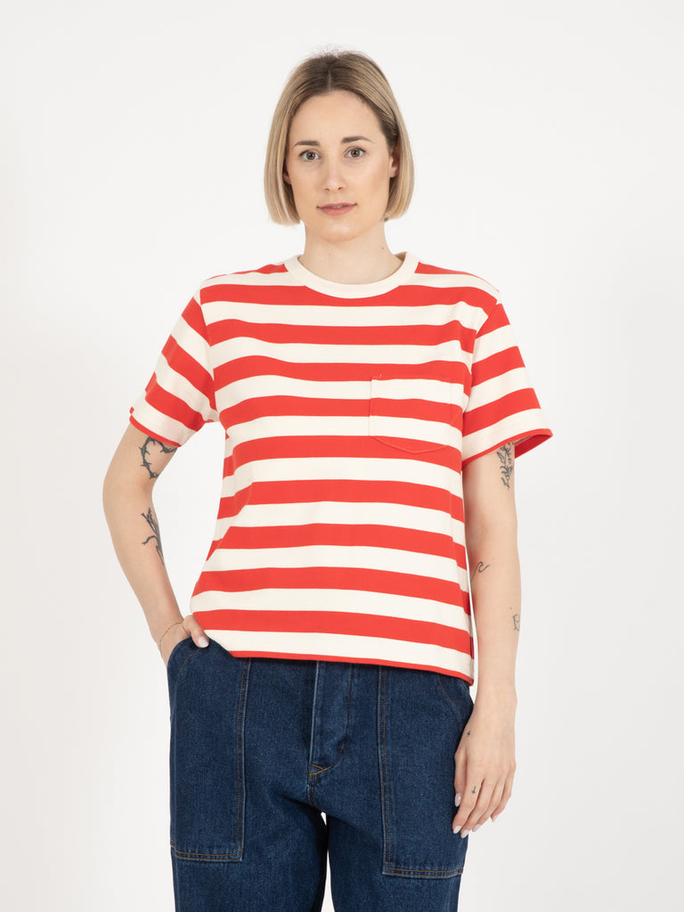 GIRLS OF DUST - T-shirt pocket recycled jersey red stripe