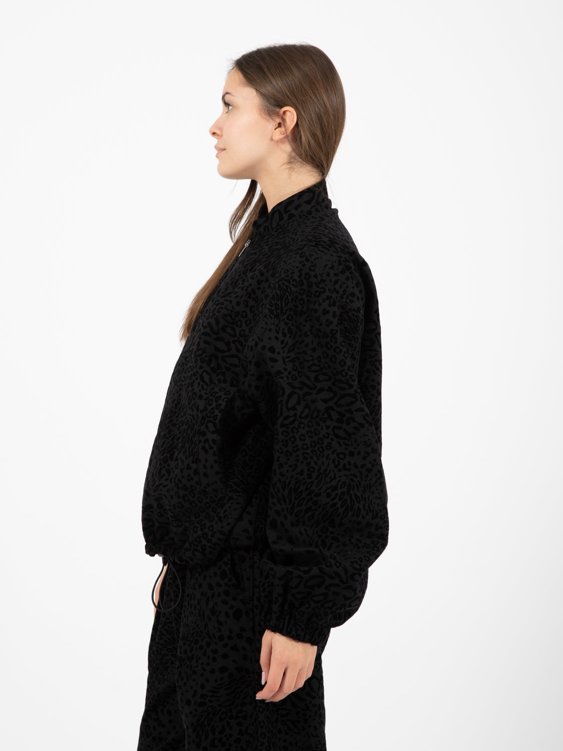 Warm Up Jacket leopard wool black