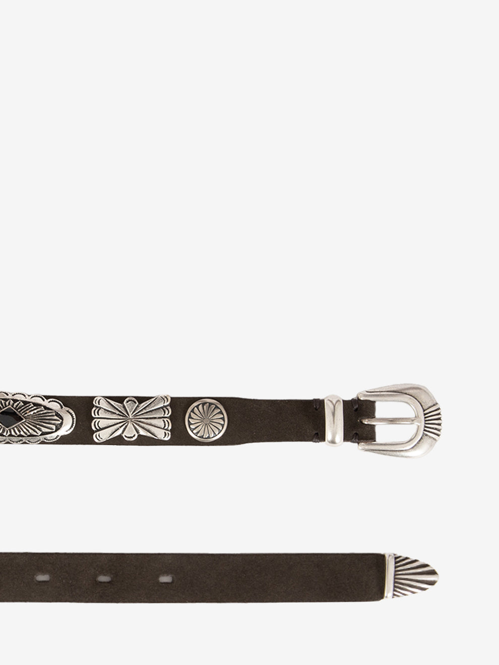 Cintura scamosciata con maxi decori marrone