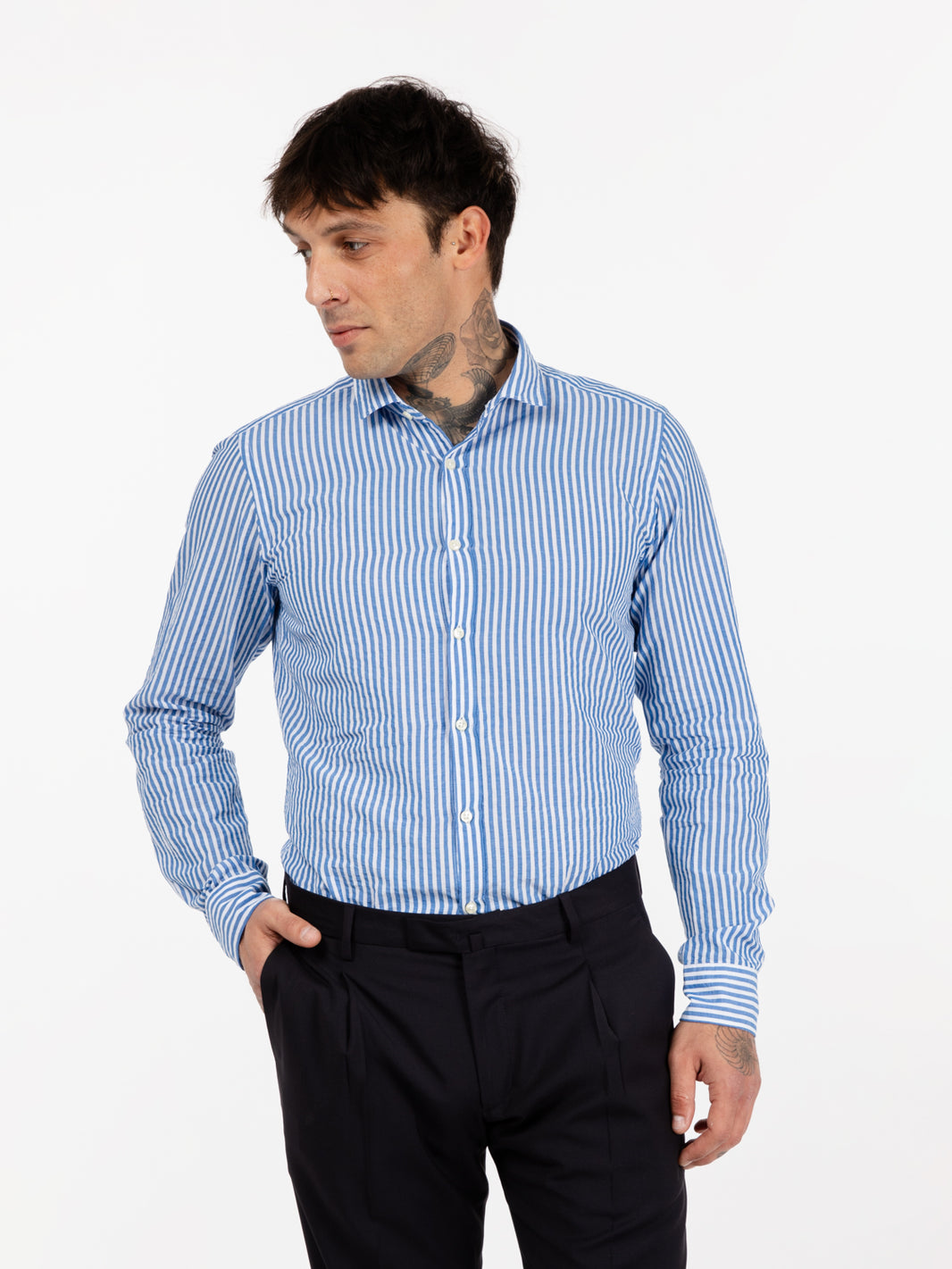 Camicia a righe bianco / blu