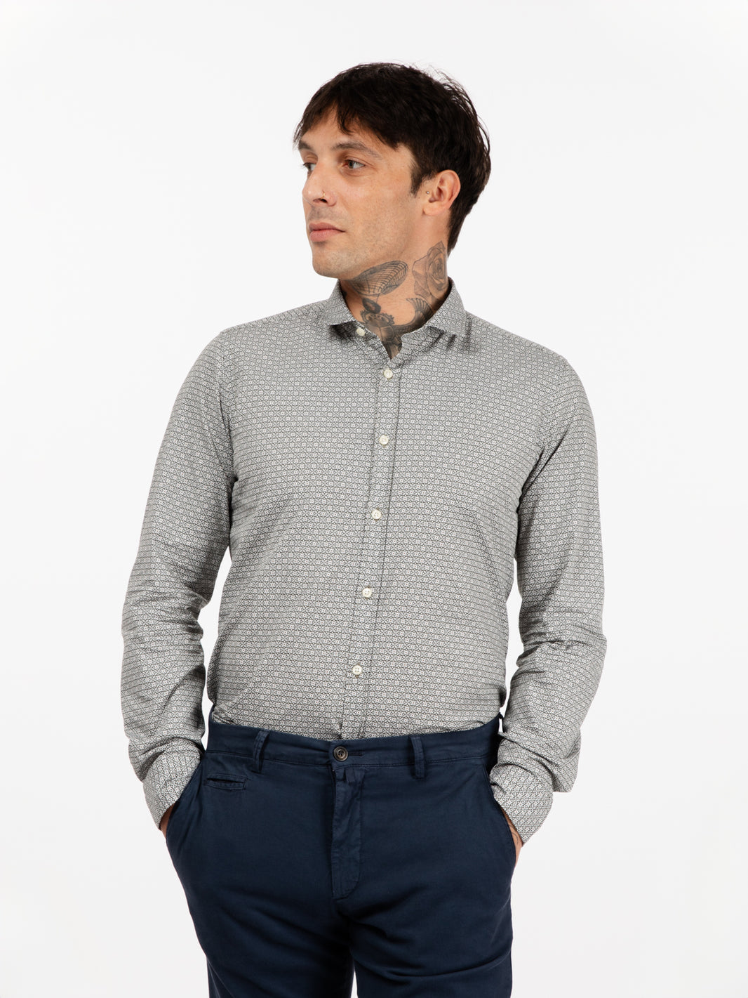 Camicia con fantasia floreale verde