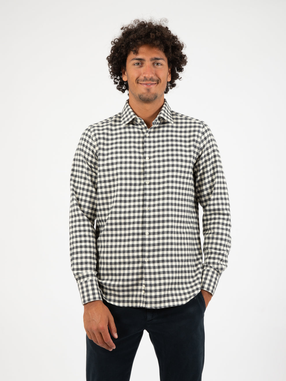 Camicia a quadri beige / grigio