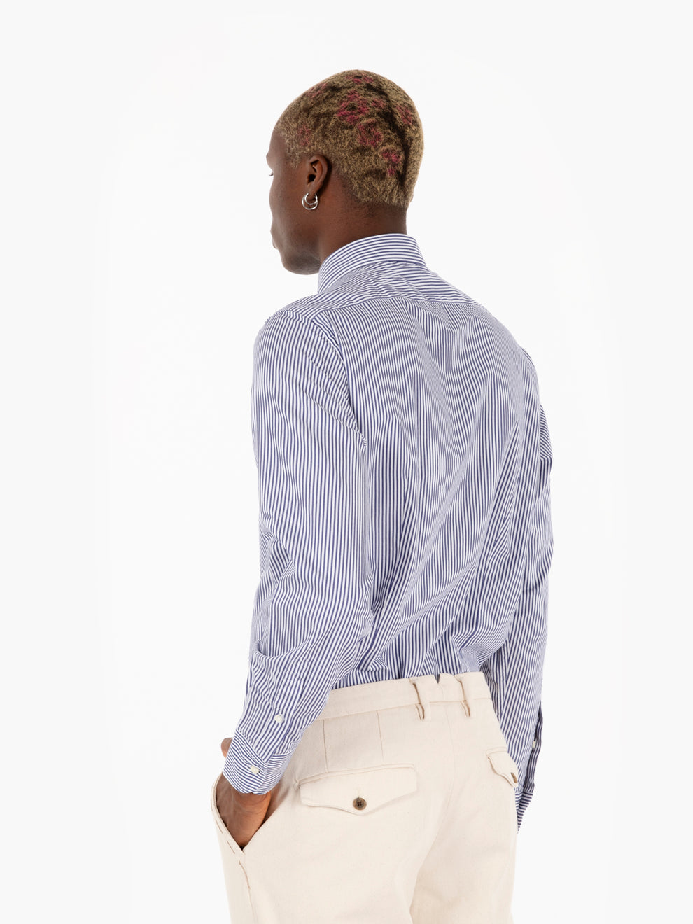 White/blue striped shirt