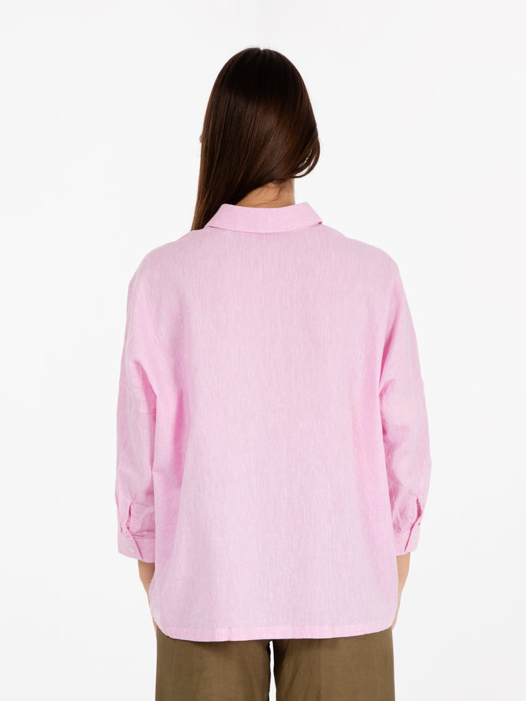 GMF - Camicia a scatola lino rosa