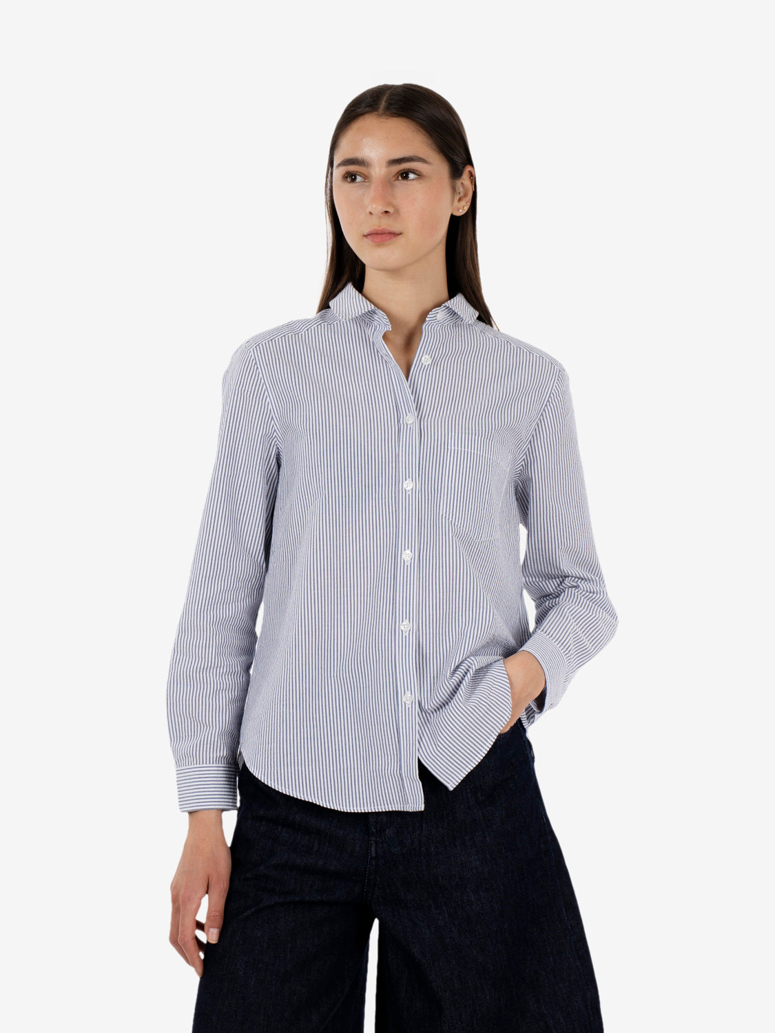 Asia over shirt blue / white stripes
