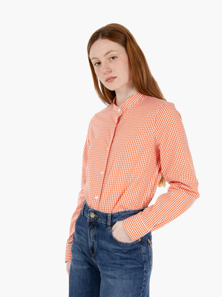 Camicia Emma con collo coreano vichy rosso